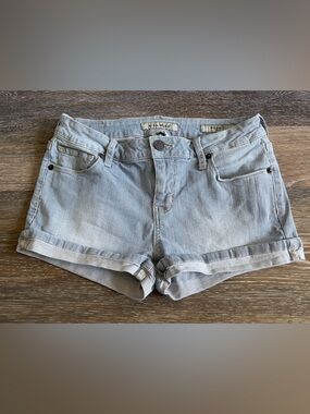 Mia & Moss Piccadilly Mini Striped Light Blue Rolled-Hem Denim Shorts